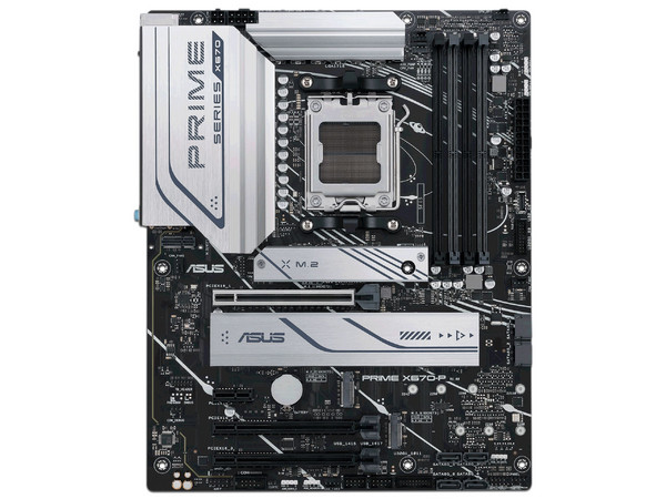 T. Madre Asus Prime X670-P, Chipset AMD X670,
Soporta Procesador AMD Ryzen 7000 Series, Socket AM5,
Memoria: DDR5  6200(OC)/ 5600(OC)/ 4800 MHz, 128GB Max, 
Integrado: Audio HD, USB 3.2, SATA 3.0, M.2, 
ATX, 3xPCIEx16, 1xPCIEx1