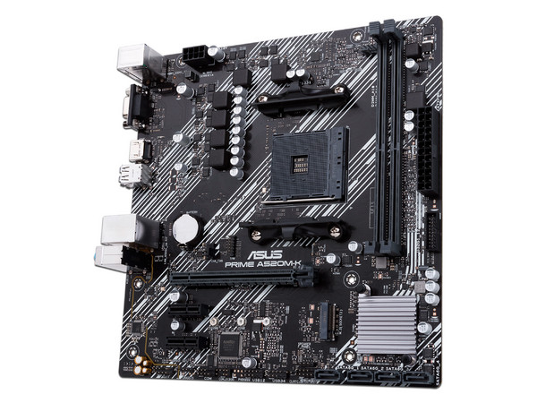 T. Madre ASUS PRIME A520M-K,
Chipset AMD A520,
Segmento: Básico,
Soporta: AMD Ryzen 3ra, 4ta y 5ta Generación, Socket AM4,
DDR4 4600/3866/2133 MHz, 64GB Max,
Audio HD, Red, USB 3.0,
SATA 3.0, M.2,
Micro-ATX, Ptos: PCIE 3.0 x16, PCIE 3.0 x1. (Caja 