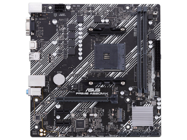 T. Madre ASUS PRIME A520M-K/CSM,
Chipset AMD A520, 
Segmento: Básico,
Soporta: AMD Ryzen 3ra, 4ta y 5ta Generación, Socket AM4,
Memoria: DDR4 4866, 64GB Max,
Integrado: Audio HD, Red, USB 3.0, SATA 3.0, M.2,
Micro-ATX, Ptos: PCIE 3.0 x16, PCIE 3.0x