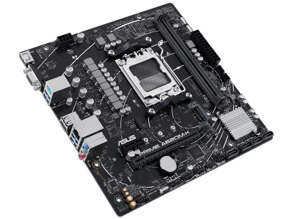 T. Madre ASUS PRIME A620M-K,
Chipset AMD A620, 
Segmento: Básico,
Soporta: Procesador AMD Ryzen 7ma y 8va Gen, Socket AM5, 
Memoria: DDR5 7600/6200/4800 MHz, 96GB Máx,
Audio HD, Red, USB 3.2, SATA 3.0, M.2,
Micro-ATX, Ptos: 1xPCIe4.0x16, 1xPCIe3.0x