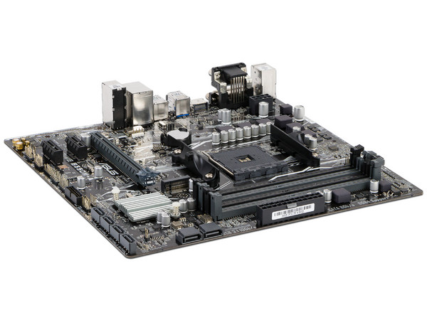 T. Madre ASUS PRIME B350M-A, ChipSet AMD B350, 
Soporta: AMD Ryzen/ Athlon / 7ma Gen A-Series de Socket AM4,
Memoria: DDR4 3200(O.C.)/2400/2133 MHz, 64GB Max,
Integrado: Audio HD, Red, USB 3.1 y SATA 3.0, 
Micro ATX, Ptos: 1xPCIEx16, 2xPCIEx1.