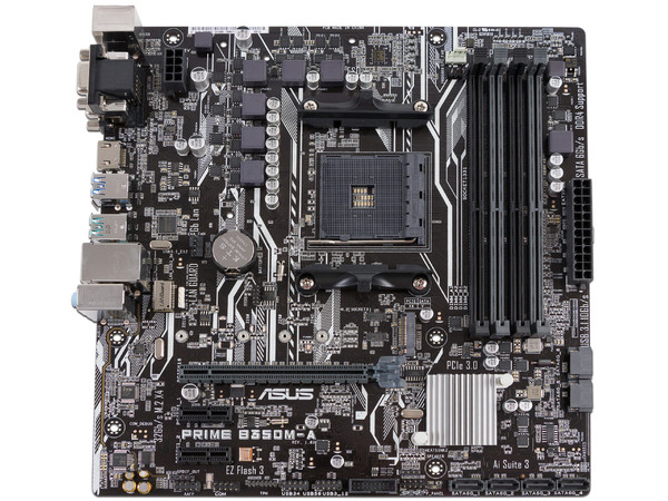 T. Madre ASUS PRIME B350M-A/CSM, ChipSet AMD B350, 
Soporta: AMD Ryzen/ Athlon / 7ma Gen A-Series de Socket AM4,
Memoria: DDR4 3200(O.C.)/2400/2133 MHz, 64GB Max,
Integrado: Audio HD, Red, USB 3.1 y SATA 3.0, 
Micro-ATX, Ptos: 2xPCIEx16, 2xPCIEx1.