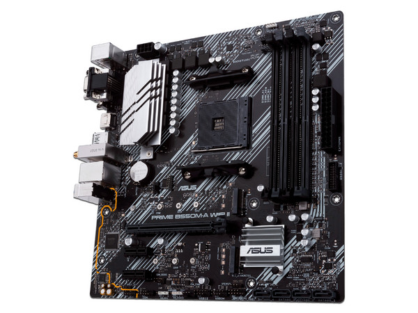 T. Madre ASUS PRIME B550M-A WIFI II,
Chipset AMD B550,
Segmento: Medio,
Soporta: AMD Ryzen 3ra, 4ta 5ta Generación de Socket AM4,
RAM: DDR4 4866/3866/2133 MHz, 128GB Max,
Audio HD, Red, Wi-Fi 5, USB 3.2,
SATA 3.0, M.2,
Micro-ATX, Ptos: 1xPCIE4.0x16