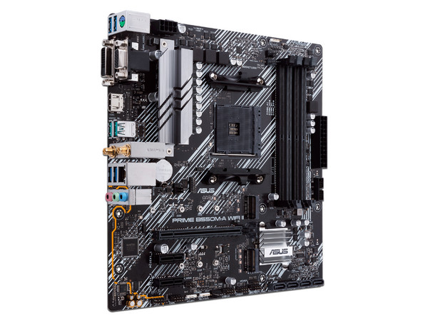 T. Madre ASUS PRIME B550M-A WIFI II,
Chipset AMD B550,
Segmento: Medio,
Soporta: AMD Ryzen 3ra, 4ta 5ta Generación de Socket AM4,
RAM: DDR4 4866/3866/2133 MHz, 128GB Max,
Audio HD, Red, Wi-Fi 5, USB 3.2,
SATA 3.0, M.2,
Micro-ATX, Ptos: 1xPCIE4.0x16