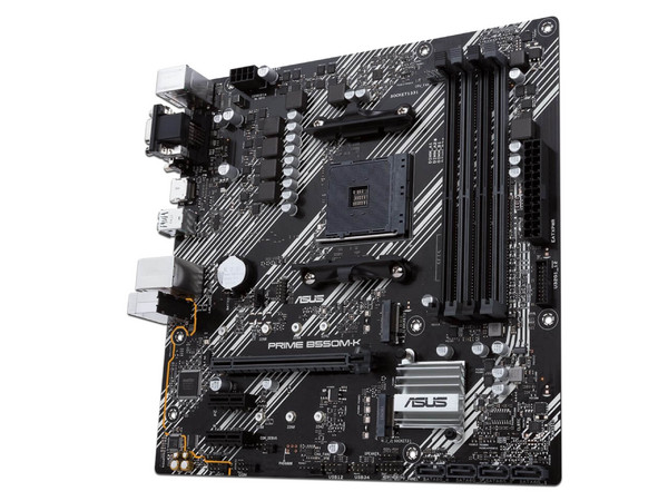 T. Madre Asus PRIME B550-K,
Chipset AMD B550,
Segmento: Medio,
Soporta: AMD Ryzen 3ra 4ta 5ta Generación, Socket AM4,
Memoria: DDR4  4600(OC)/ 3466/ 2133 MHz, 128GB Max,
Audio HD, Red, USB 3.2, SATA 3.0,
Micro-ATX, Ptos: 1xPCIEx16, 2xPCIEx1