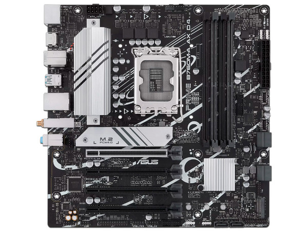 T. Madre ASUS PRIME B760M-A AX D4, Chipset Intel B760,
Soporta: Intel 12va y 13va Generación, Socket 1700,
Memoria: DDR4 5333(OC)/3600/2133MHz, 128GB Max,
Integrado: Audio HD, WiFi 6, USB 3.2, SATA 6.0, M.2,
Micro-ATX, Ptos: 1xPCIe5.0x16, 3xPCIe4.0x1