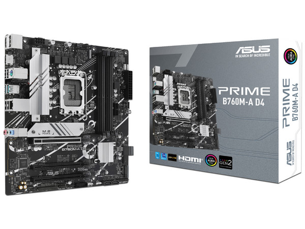 T. Madre ASUS PRIME B760M-A D4,
Chipset Intel B760M,
Segmento: Alto,
Soporta: Intel 13va y 12va Generación de Socket 1700,
Memoria: DDR4 5333/4800/2133MHz, 128GB Max,
Integrado: AudioHD, Red, USB 3.1 y SATA 3.0, M.2,
Micro-ATX, Ptos: 3xPCIE4.0x16