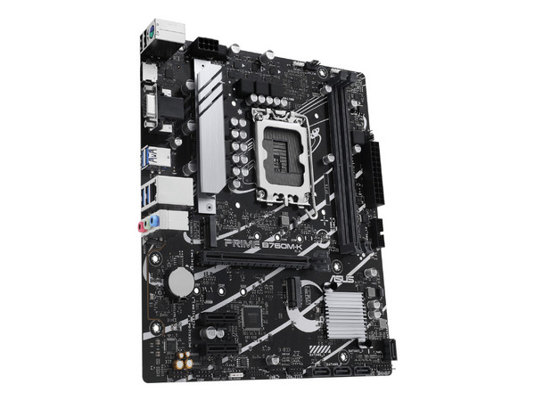 T. Madre ASUS PRIME PRIME B760M-K,
Chipset Intel B760, Soporta: Intel 14va y 13va Generación,
Segmento: Básico,
Socket 1700,
Memoria: DDR5 8000/7200/6000MHz, 96GB Max,
Integrado: AudioHD, Red, USB 3.1 y SATA 3.0, M.2,
Micro-ATX, Ptos: 1xPCIE4.0x16.