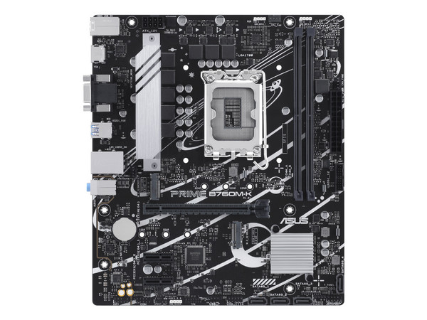 T. Madre ASUS PRIME PRIME B760M-K,
Chipset Intel B760, Soporta: Intel 14va y 13va Generación,
Segmento: Básico,
Socket 1700,
Memoria: DDR5 8000/7200/6000MHz, 96GB Max,
Integrado: AudioHD, Red, USB 3.1 y SATA 3.0, M.2,
Micro-ATX, Ptos: 1xPCIE4.0x16.