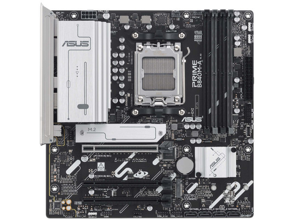 T. Madre ASUS PRIME B840M-A, 
Chipset AMD B840,
Segmento: Alto,
Soporta: Procesadores AMD Serie 9000, 8000 y 7000, Socket AM5, 
Memoria: DDR5 7600/5600/4800MHz, 256GB Max, 
Integrado: USB, M.2, 
Micro-ATX, Ptos: 1xPCIE4.0x16.