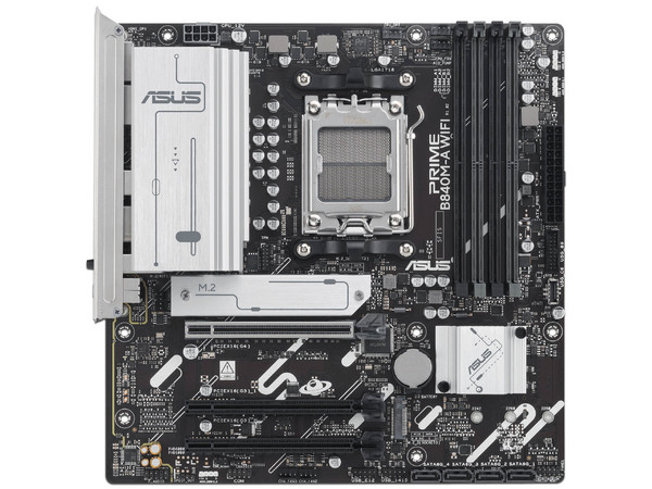 T. Madre ASUS PRIME B840M-A WIFI,
Chipset AMD B840, 
Segmento: Alto,
Soporta: Procesadores AMD Serie 9000, 8000 y 7000, Socket AM5, 
Memoria: DDR5 7600/5600/4800MHz, 256GB Max,
Integrado: Wi-Fi, USB, M.2, 
Micro-ATX, Ptos: 1xPCIE4.0x16.