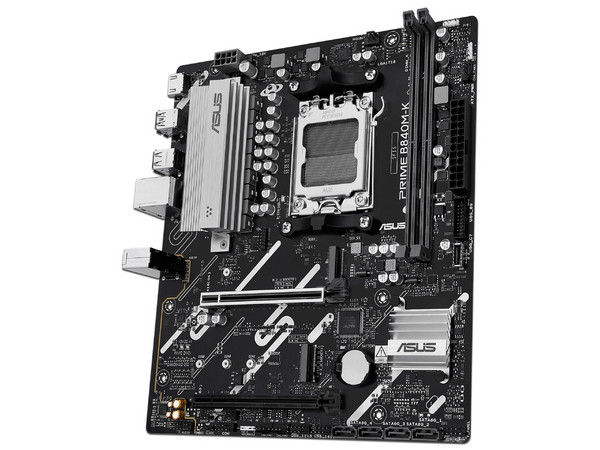 T. Madre ASUS PRIME B840M-K,
Chipset AMD B840, 
Segmento: Alto,
Soporta: Procesadores AMD Serie 9000, 8000 y 7000, Socket AM5, 
Memoria: DDR5 7600/4800MHz, 256GB Max,
Integrado: Wi-Fi, USB, M.2, USB C, 
Micro-ATX, Ptos: 2xPCIE4.0x16.