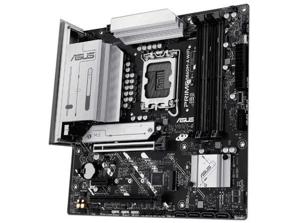 T. Madre ASUS PRIME B860M-A WIFI:
Chipset B860, 
Segmento: Alto,
Soporta: Procesadores Intel Core Ultra (Series 2), Socket LGA 1851,
Memoria: DDR5 8600/6800/5600MHz, 256GB Max,
Integrado: Wi-Fi, USB, M.2,
Micro- ATX, Ptos: 1xPCIE5.0x16.