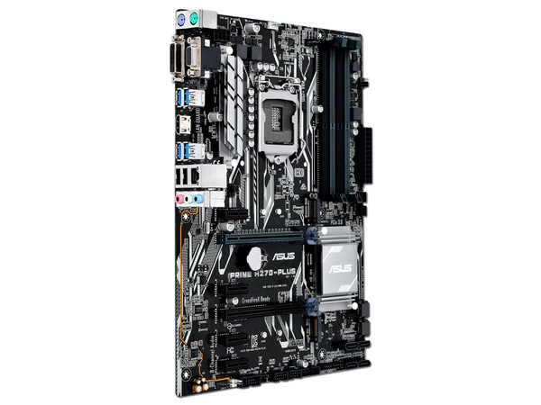 T. Madre ASUS PRIME H270-PLUS/CSM, Chipset Intel H270,
Soporta: Core i7 / i5 / i3 / Pentium / Celeron de 7ma Gen., Socket 1151,
Memoria: DDR4 2133 / 2400 MHz, 64GB Max,
Integrado: Audio HD, Red,
USB 3.0, SATA 3.0 y M.2,
ATX, Ptos: 2xPCIE 3.0 x16.