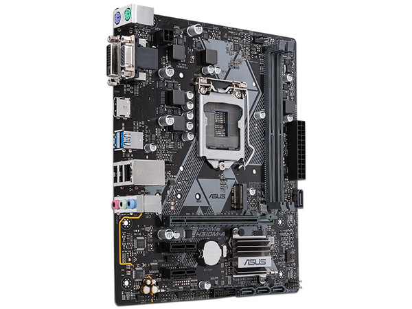 T. Madre ASUS PRIME H310M-A, Chipset Intel H310,
Soporta: Core i7 / i5 / i3 de 8va. Gen., Socket 1151,
Memoria: DDR4 2666/2400/2133 MHz, 32GB Max,
Integrado: Audio HD, Red,
USB 3.0, SATA 3.0 y M.2,
mATX, Ptos: 1xPCIE 3.0 x16, 2xPCIe2.0x1.