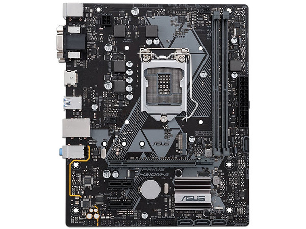 T. Madre ASUS PRIME H310M-A, Chipset Intel H310,
Soporta: Core i7 / i5 / i3 de 8va. Gen., Socket 1151,
Memoria: DDR4 2666/2400/2133 MHz, 32GB Max,
Integrado: Audio HD, Red,
USB 3.0, SATA 3.0 y M.2,
mATX, Ptos: 1xPCIE 3.0 x16, 2xPCIe2.0x1.