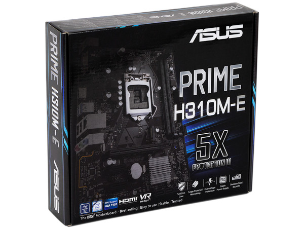 T. Madre ASUS PRIME H310M-E, Chipset Intel H310,
Soporta: Core i7 / i5 / i3 / Pentium / Celeron de 9na, 8va. Gen., Socket 1151,
Memoria: DDR4 2133MHz, 32GB Max,
Integrado: Audio HD, Red,
USB 3.0, SATA 3.0 y M.2,
Micro-ATX, Ptos: 1xPCIE 3.0 x16.