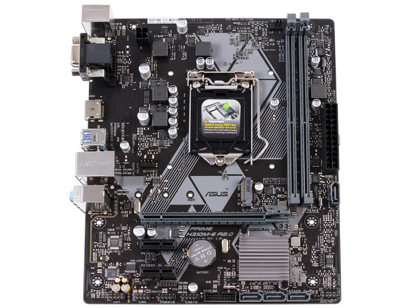 T. Madre Asus PRIME H310M-E R2.0, Chipset H310,
Soporta: Core i7/i5/i3/Pentium/Celeron de 8va. Gen. Socket 1151.
Memoria: DDR4 2666/2400/2133 MHz, 32GB Max,
Integrado: Audio HD, Red,
USB 3.0, SATA 3.0,
Micro-ATX, Ptos: 1xPCIE 3.0 x16, 2xPCIE 2.0 x1.