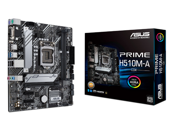 T. Madre ASUS PRIME H510M-A/CSM, Chipset Intel H510,
Soporta: Intel 11va y 10ma gen, Socket 1200,
Memoria: DDR4 3200/2800/2133MHz, 64GB Max,
Integrado: AudioHD, Red, USB 3.1 y SATA 3.0, M.2,
Micro-ATX, Ptos: 1xPCIE4.0x16, 2xPCIE3.0x1