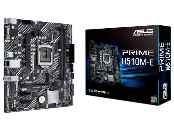 T. Madre ASUS PRIME H510M-E, Chipset Intel H510M,
Soporta: Intel 10ma y 11va Generación de Socket 1200,
Memoria: DDR4 3200/2800/2133MHz, 64GB Max,
Integrado: AudioHD, Red, USB 3.1 y SATA 3.0, M.2,
Micro-ATX, Ptos: 1xPCIE4.0x16, 2xPCIE3.0x1
