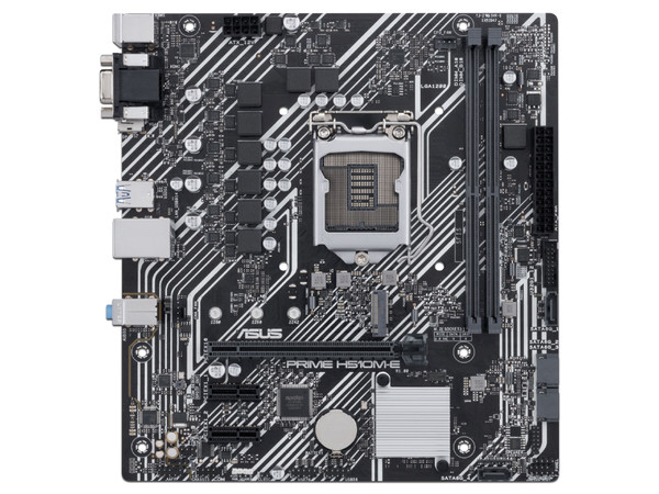T. Madre ASUS PRIME H510M-E, Chipset Intel H510M,
Soporta: Intel 10ma y 11va Generación de Socket 1200,
Memoria: DDR4 3200/2800/2133MHz, 64GB Max,
Integrado: AudioHD, Red, USB 3.1 y SATA 3.0, M.2,
Micro-ATX, Ptos: 1xPCIE4.0x16, 2xPCIE3.0x1