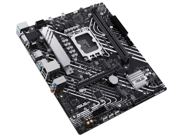 T. Madre Asus PRIME H610M-A-CSM:
Chipset Intel H610,
Segmento: Básico,
Soporta: Intel 12va, 13va y 14va Generación, Socket 1700, 
Memoria: DDR5 5600/5400/5200/5000/4800 MHz, 96GB Max, 
Audio HD, Red, USB 3.2, SATA 3.0,
Micro-ATX, Ptos: 1xPCIE4x16.