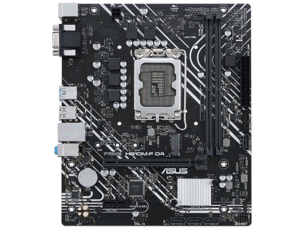 T. Madre ASUS PRIME H610M-F WIFI D4:
Chipset Intel H610,
Segmento: Básico,
Soporta: Procesadores Intel de 13va Generación, Socket 1700,
Memoria: DDR4 3200/2800/2133MHz, 64GB Max,
AudioHD, Red, USB 3.1 y SATA 3.0, M.2,
M-ATX, Ptos: 1xPCIE4.0x16.