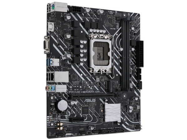 T. Madre ASUS PRIME H610M-K D4-CSM:
Chipset Intel H610,
Segmento: Básico,
Soporta Procesadores Intel Core 12va, 13va y 14va Gen, Socket 1700,
Memoria: DDR4 3200/2800/2133MHz, 64GB Max,
AudioHD, Red, USB 3.1 y SATA 3.0, M.2,
M-ATX, Ptos: 1xPCIE4.0x1