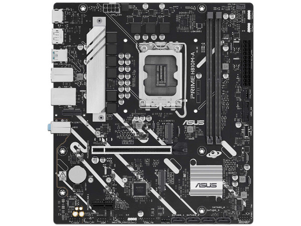 T. Madre ASUS PRIME H810M-A CSM, 
Chipset Intel H810, 
Segmento: Básico,
Soporta: Intel Ultra, Socket 1851, 
Memoria: +6400MT/s DDR5, 128GB Max, 
AudioHD, Red, USB 3.1, M.2, 
Micro-ATX, Ptos: 1xPCIE4.0x16.