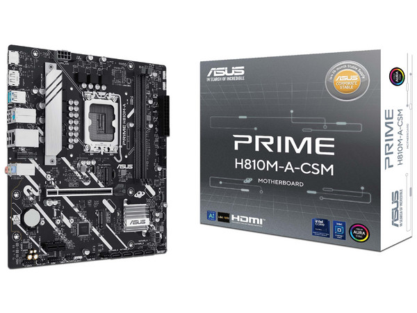 T. Madre ASUS PRIME H810M-A CSM, 
Chipset Intel H810, 
Segmento: Básico,
Soporta: Intel Ultra, Socket 1851, 
Memoria: +6400MT/s DDR5, 128GB Max, 
AudioHD, Red, USB 3.1, M.2, 
Micro-ATX, Ptos: 1xPCIE4.0x16.