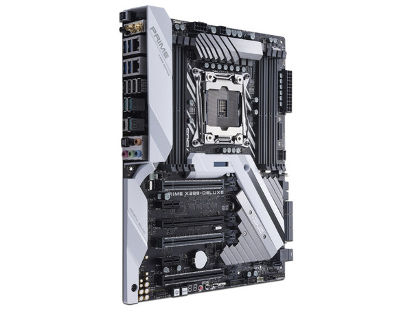 T. Madre ASUS PRIME X299-DELUXE, ChipSet Intel X299,
Soporta: Procesadores Intel Core X-Series de Socket 2066,
Memoria: DDR4 4133(O.C.)/3600(O.C.)/2400/2133 MHz, 64GB Max,
SATA 3.0, USB 3.0,
Red Gigabit,
Ptos: 3xPCIE3.0 x16,
ATX