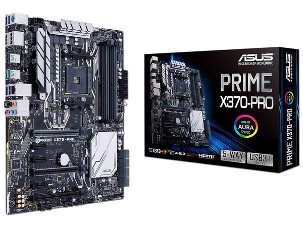 T. Madre ASUS PRIME X370-PRO, ChipSet AMD X370, 
Soporta: AMD Ryzen/ Athlon / 7ma Gen A-Series de Socket AM4,
Memoria: DDR4 3200(O.C.)/2400/2133 MHz, 64GB Max,
Integrado: Audio HD, Red, USB 3.1 y SATA 3.0, 
ATX, Ptos: 2xPCIEx16, 3xPCIEx1.