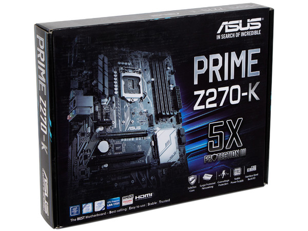 T. Madre ASUS PRIME Z270-K, Chipset Intel Z270,
Soporta: Core i7 / i5 / i3 de 7ma Gen., Socket 1151,
Memoria: DDR4 3866(O.C.)/3000(O.C.)/2133 MHz, 64GB Max,
Integrado: Audio HD, Red,
USB 3.1, SATA 3.0, M.2,
ATX, Ptos: 2xPCIE 3.0 x16.