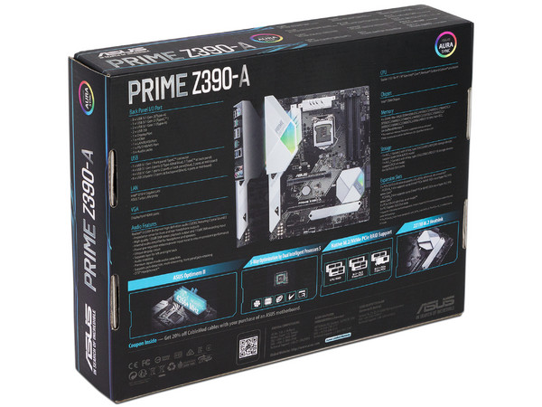 T. Madre Asus PRIME Z390-A, Chipset Intel Z390,
Soporta: Core i9/i7/i5/i3 de 9na y 8va Gen, Socket 1151,
Memoria: DDR4 4266(OC)/3400(OC)/2133 MHz, 64GB Max,
Integrado: Audio HD, Red,
USB 3.1 y SATA 3.0,
ATX, Ptos: 3xPCIEX16, 3xPCIEX1.