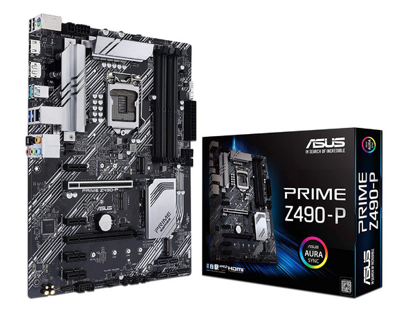 T. Madre ASUS Z490-P, ChipSet Intel Z490,
Soporta: Intel Core Pentium, Gold y Celeron de 10ma gen, Socket 1200,
Memoria: DDR4 4600/2400/2133 MHz, 128GB Max,
Integrado: Audio HD, Red,
USB 3.1 y SATA 3.0,
ATX, Ptos: 1xPCIE3.0X16, 1xPCIE3.0X4, 4xPCIEX1