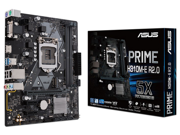 T. Madre ASUS PRIME H310M-E 2.0, Chipset Intel H310,
Soporta: Intel Core 9th / 8th Gen., Socket 1151,
Memoria: DDR4 2133MHz, 32GB Max,
Integrado: Audio HD, Red,
USB 3.0, SATA 3.0 y M.2,
Micro-ATX.