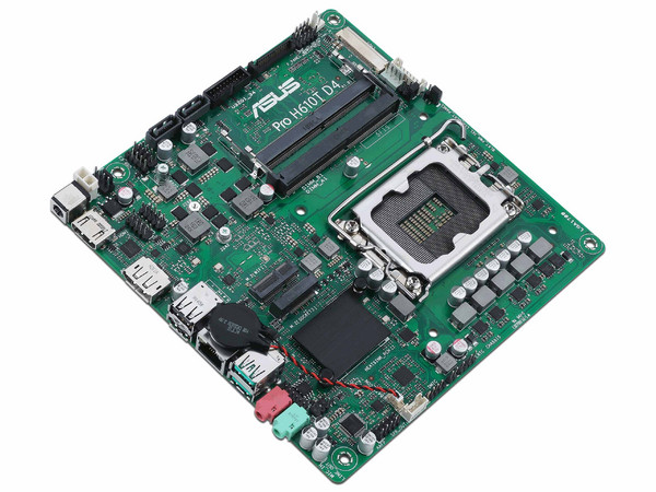 T. Madre Asus PRO H610T, 
Chipset Intel H610, 
Segmento: Básico, 
Soporta: Intel 12va Generación de Socket 1700, 
Memoria: DDR4 3200 / 2933 / 2133 MHz, 64GB Max, 
Integrado: AudioHD, Red, USB 3.2 y SATA 3.0, 
M.2, Mini-ITX.