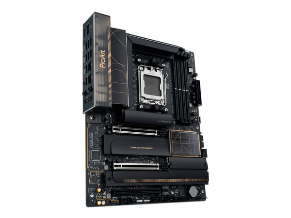 T. Madre ASUS ProArt X870E-Creator WiFi:
Chipset AMD X870E, 
Segmento: Alto/Gamer,
Soporta AMD 8000 y 9000 Series, Socket AM5, 
RAM: DDR5 8000MHz/7200HMz/6400MHz, Máx 192GB, 
Audio HD, Red, USB y SATA 3.0, M.2, ATX, 
Ptos: 1xPCIe5.0x16, 2xPCIe4.0x16