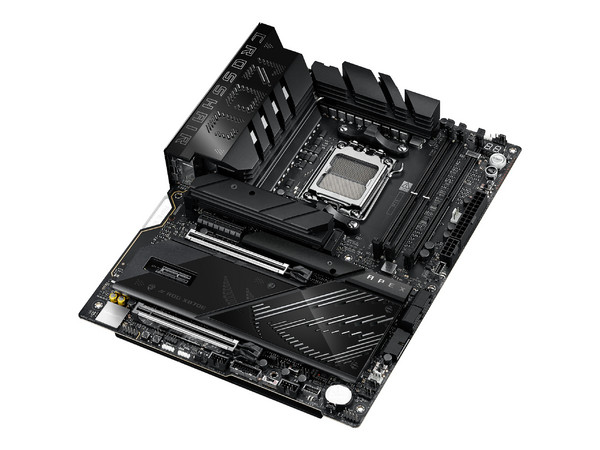 T. Madre ASUS ROG CROSSHAIR X870E Apex,
Chipset AMD X870E,
Segmento: Alto/Gamer,
Soporta: Procesadores AMD Serie 9000, 8000 y 7000, Socket AM5, 
RAM: DDR5 8400/8000 MHz, 128GB Max,
Wi-Fi 7, USB-C 3.2, M.2, 
ATX, Ptos: 2xPCIe5.0x16.