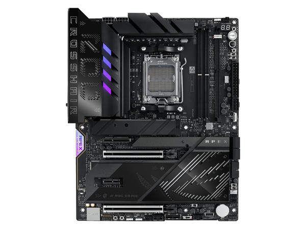 T. Madre ASUS ROG CROSSHAIR X870E Apex,
Chipset AMD X870E,
Segmento: Alto/Gamer,
Soporta: Procesadores AMD Serie 9000, 8000 y 7000, Socket AM5, 
RAM: DDR5 8400/8000 MHz, 128GB Max,
Wi-Fi 7, USB-C 3.2, M.2, 
ATX, Ptos: 2xPCIe5.0x16.