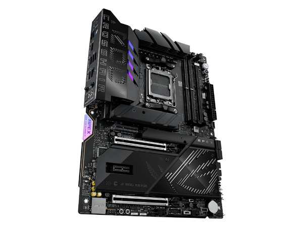 T. Madre ASUS ROG CROSSHAIR X870E Apex,
Chipset AMD X870E,
Segmento: Alto/Gamer,
Soporta: Procesadores AMD Serie 9000, 8000 y 7000, Socket AM5, 
RAM: DDR5 8400/8000 MHz, 128GB Max,
Wi-Fi 7, USB-C 3.2, M.2, 
ATX, Ptos: 2xPCIe5.0x16.