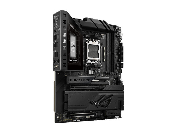 T. Madre ASUS ROG CROSSHAIR X870E DARK HERO:
Chipset AMD X870E,
Segmento: Alto,
Soporta: AMD Ryzen 7ma, 8va y 9na Gen, Socket AM5, 
Memoria: DDR5 8000/ 6600/ 4800MHz, Máx. 256GB, 
Integrado: AudioHD, Wi-Fi 7, USB C, M.2, 
ATX, Puertos: 2xPCIE5.0x16