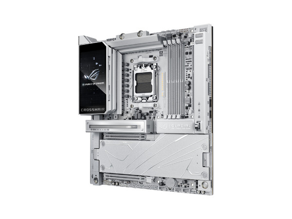 T. Madre ASUS ROG CROSSHAIR X870E GLACIAL, 
Chipset AMD X870, Segmento: Alto, 
Soporta: Ryzen 9000/ 8000/ 7000 Series, Socket AM5, 
Memoria: DDR5 8200/5600MHz, 256GB Max, 
Audio HD, Red, USB Tipo C, SATA 3.0, M.2, Wi-Fi, 
ATX, Ptos: 1xPCIE5.0x16.