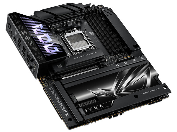 T. Madre Asus ROG CROSSHAIR X870E HERO BTF, 
Chipset X870E, 
Segmento: Alto/Gamer, 
Soporta: Procesadores AMD Ryzen 9000/8000/7000, Socket AM5, 
Memoria: DDR5 8200 MHz, Hasta 256GB, 
Integrado: Wi-Fi, Audio, HDMI, M.2, 
ATX, Ptos: 1xPCIEx16 5.0.