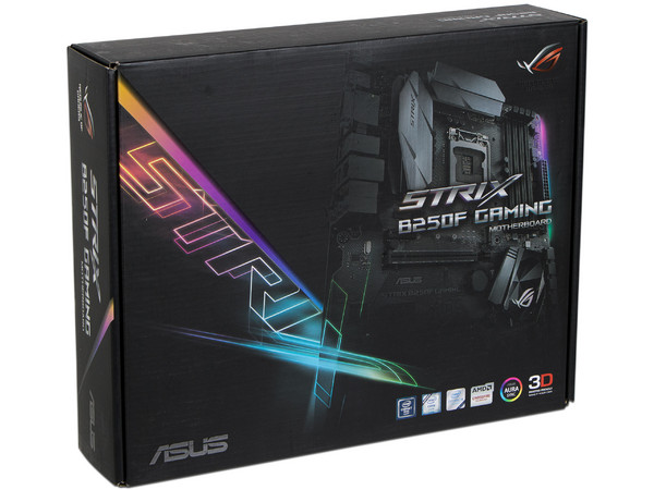 T. Madre ASUS ROG STRIX B250F GAMING, Chipset Intel B250,
Soporta: Core i7 / i5 / i3 / Pentium de 7ma Gen., Socket 1151,
Memoria: DDR4 2400/2133 MHz, 64GB Max,
Integrado: Audio HD, Red,
USB 3.1, SATA 3.0, M.2,
ATX, Ptos: 2xPCIE 3.0 x16.