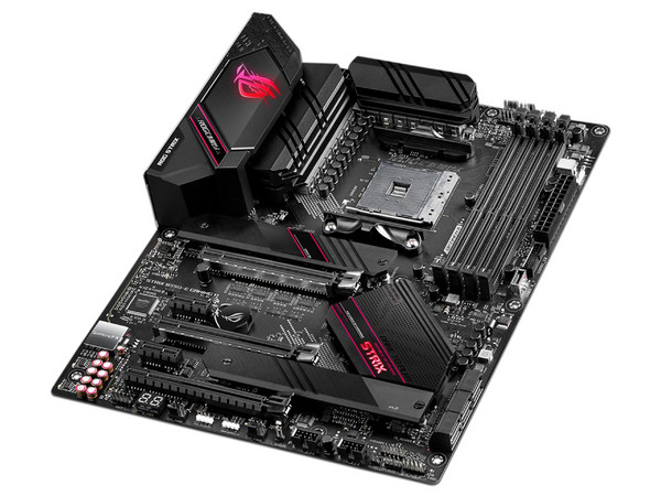 T. Madre ASUS ROG STRIX B550-E GAMING, ChipSet AMD B550,
Soporta: AMD Ryzen de 3era Gen, Socket AM4,
Memoria: DDR4 5100(OC)/4266(OC)/2133 MHz, 128GB Max,
Integrado: Audio HD, Red,
USB 3.2 y SATA 3.0,
ATX, Ptos: 2xPCIE4.0X16, 2xPCIE3.0X16, 2xPCIE3.0X