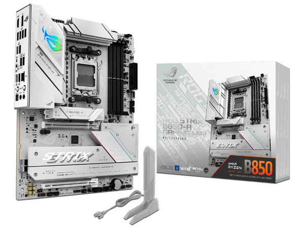 T. Madre ASUS ROG STRIX B850-A GAMING WIFI,
Chipset B850,
Segmento: Alto/Gamer,
Soporta: AMD Ryzen 7000, AMD Ryzen 8000 Series, Socket AM5,
Memoria: DDR5 8000 MHz, 192GB Max,
Audio HD, Red, Wi-Fi 7,
USB 3.2, SATA 3.0, M.2,
ATX, Ptos: 1xPCIE 5.0 x1