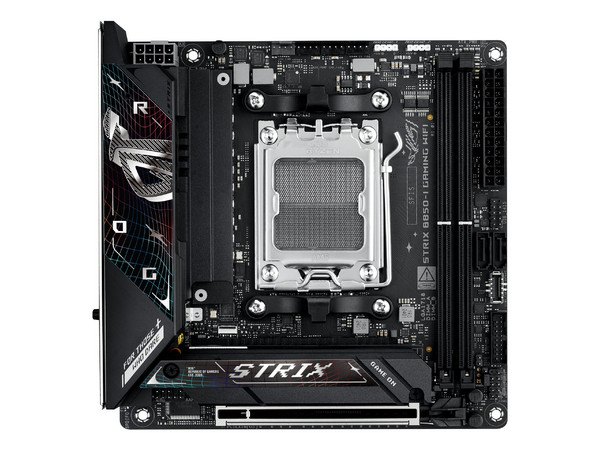 T. Madre ASUS ROG STRIX B850-I GAMING WIFI,
Chipset B850, 
Segmento: Alto/Gamer, 
Soporta: AMD Ryzen 7000, AMD Ryzen 8000 Series, Socket AM5, 
DDR5 8400 MHz, 128GB Max, 
Audio HD, Red, Wi-Fi 7, USB 3.2, SATA 3.0, M.2, 
Mini ITX, Ptos: 1xPCIE 5.0 x16