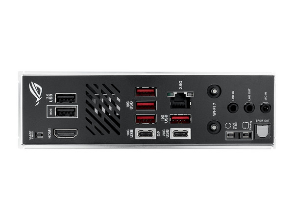 T. Madre ASUS ROG STRIX B850-I GAMING WIFI,
Chipset B850, 
Segmento: Alto/Gamer, 
Soporta: AMD Ryzen 7000, AMD Ryzen 8000 Series, Socket AM5, 
DDR5 8400 MHz, 128GB Max, 
Audio HD, Red, Wi-Fi 7, USB 3.2, SATA 3.0, M.2, 
Mini ITX, Ptos: 1xPCIE 5.0 x16
