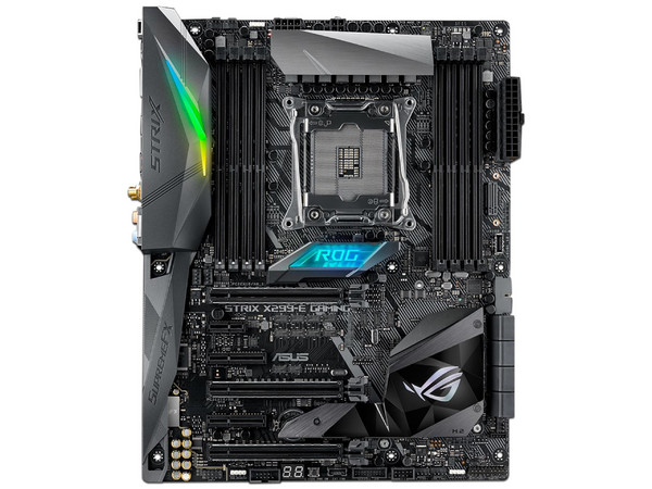 T. Madre ASUS ROG STRIX X299-E GAMING, ChipSet Intel X299,
Soporta: Procesadores Intel Core X-Series de Socket 2066,
Memoria: DDR4 4133(O.C.)/2400/2133 MHz, 64GB Max,
Ptos: 3xPCIE3.0 x16,
ATX.
Incluye Ruteador Inalámbrico ASUS RT-N19 Dual-band